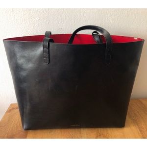 Mansur Gavriel Large Black Flamma Leather Tote Bag